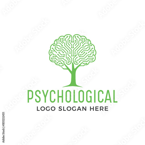 Psychological logo with brain illustration for mental health branding