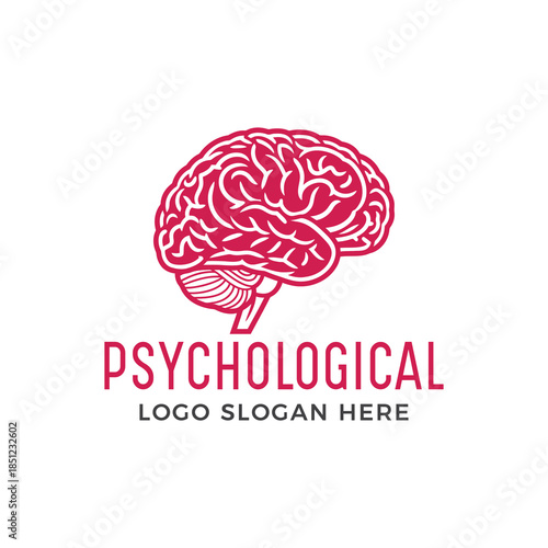 Psychological logo with brain illustration and text