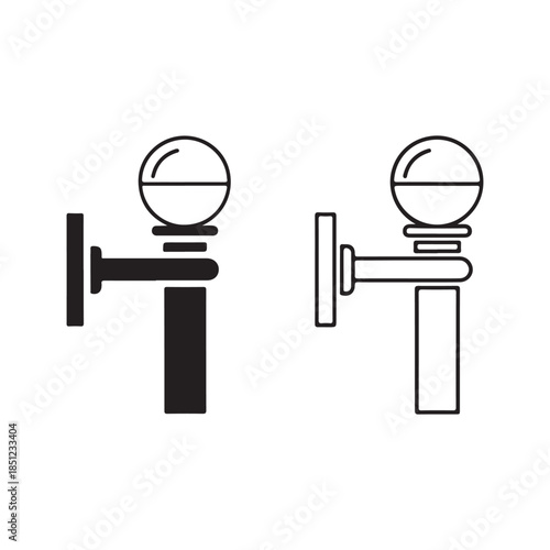 Flat Vector Wall Mounted Fixture Icons, Solid and Outline Style