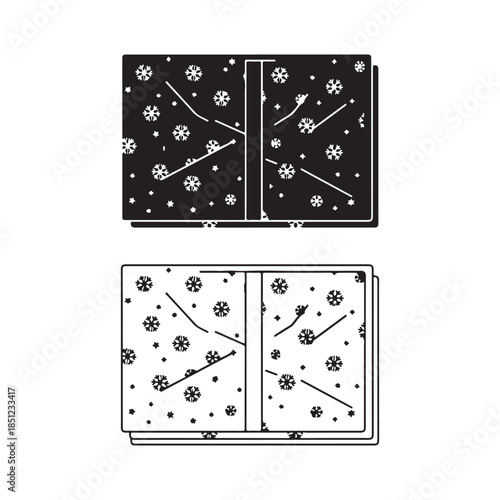 Black and White Winter Books with Snowflakes and Abstract Branches Design