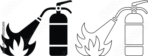 Fire extinguisher with flame icon