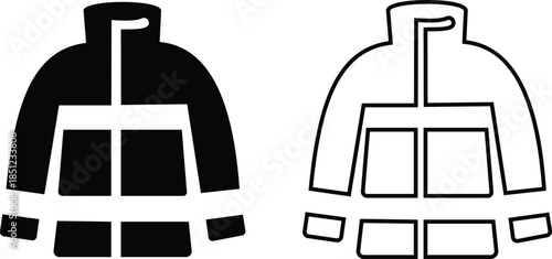 firefighter safety Jacket outline and solid icon