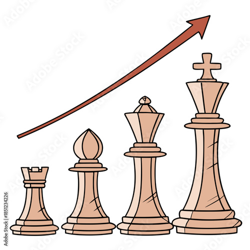 Of chess pieces with growth arrow growth strategy business strategy