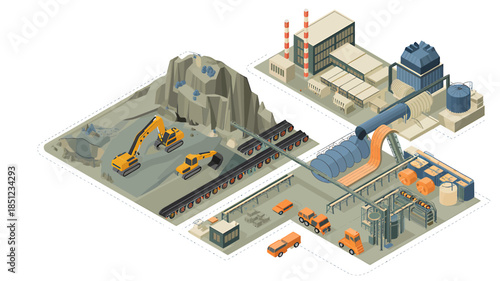 Industrial Mining Process and Factory Production Line