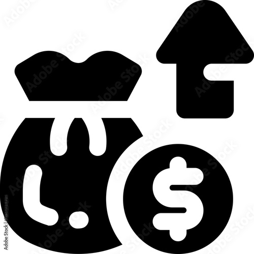 profit glyph icon. Strong and solid vector icon for websites, mobile interfaces, presentations, and visual branding. High quality and easy to edit.