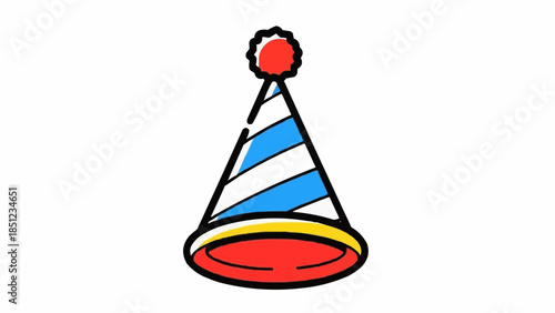 3D Style New Year Party Hat – Flat Vector Icon