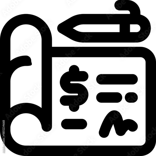 bank check line icon. Clean and minimalist vector icon for websites, mobile apps, presentations, and logos. Fully scalable and customizable for any project.