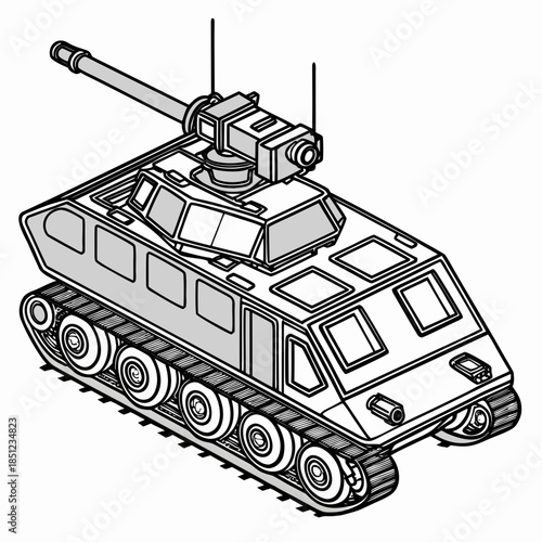 Nano defense unit concept mounted on tracks tank military vehicle