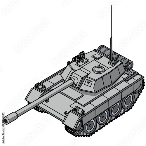 Gray ai powered defense tank with long gun and antenna