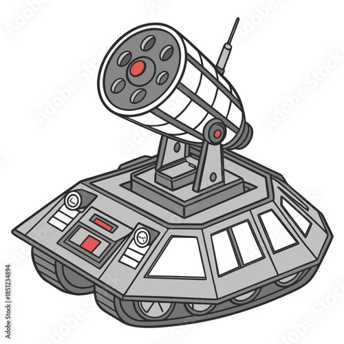 Futuristic Defense Vehicle with Circular Turret tank