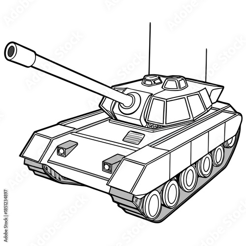 Line of futuristic ai powered defense tank with long barrel