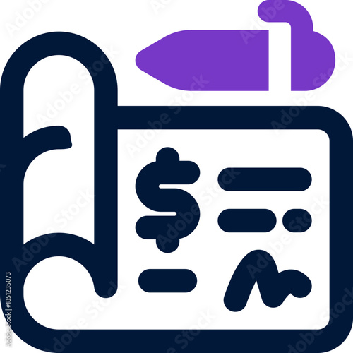 bank check duotone icon. Sleek and modern vector icon for websites, mobile apps, marketing materials, and corporate design. Fully scalable and ready to use.