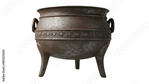 Photos Antique bronze cauldron PNG isolated on transparent background, vintage cooking