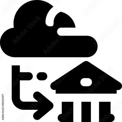 cloud banking glyph icon. Strong and solid vector icon for websites, mobile interfaces, presentations, and visual branding. High quality and easy to edit.