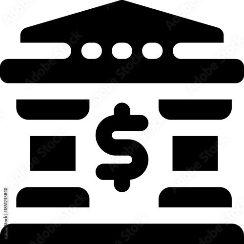 bank glyph icon. Strong and solid vector icon for websites, mobile interfaces, presentations, and visual branding. High quality and easy to edit.