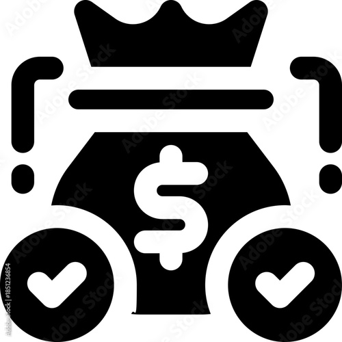 income glyph icon. Strong and solid vector icon for websites, mobile interfaces, presentations, and visual branding. High quality and easy to edit.