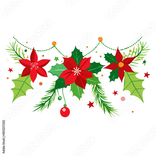 christmas wreath with holly berries