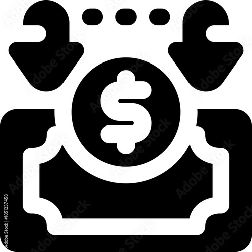 cash flow glyph icon. Strong and solid vector icon for websites, mobile interfaces, presentations, and visual branding. High quality and easy to edit.