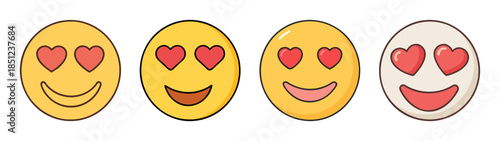 Different smiley faces showing love and happiness