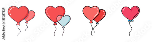 Heart shaped balloons floating in air