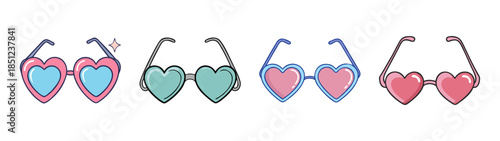 Colorful heart shaped sunglasses collection