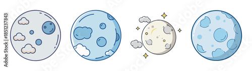 Formation of planet with crater and moon debris