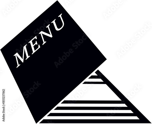 Black menu icon simple graphic symbol for restaurant cafe or food service isolated on white background