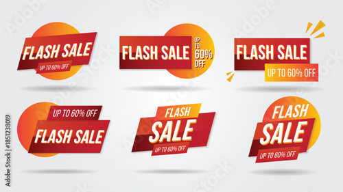 Flash sale badges and labels for promotional marketing