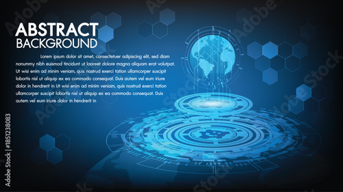 Abstract blue background with glowing lightbulb and ripple effect