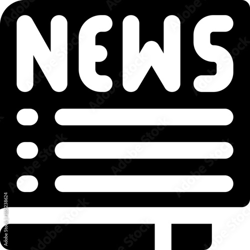 newspaper glyph icon. Strong and solid vector icon for websites, mobile interfaces, presentations, and visual branding. High quality and easy to edit.