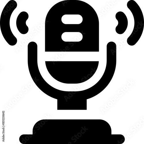 voice recorder glyph icon. Strong and solid vector icon for websites, mobile interfaces, presentations, and visual branding. High quality and easy to edit.