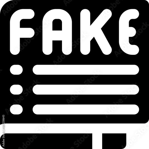 fake news glyph icon. Strong and solid vector icon for websites, mobile interfaces, presentations, and visual branding. High quality and easy to edit.