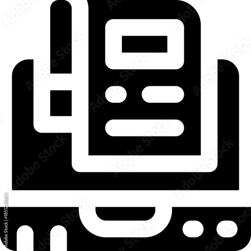 laptop glyph icon. Strong and solid vector icon for websites, mobile interfaces, presentations, and visual branding. High quality and easy to edit.