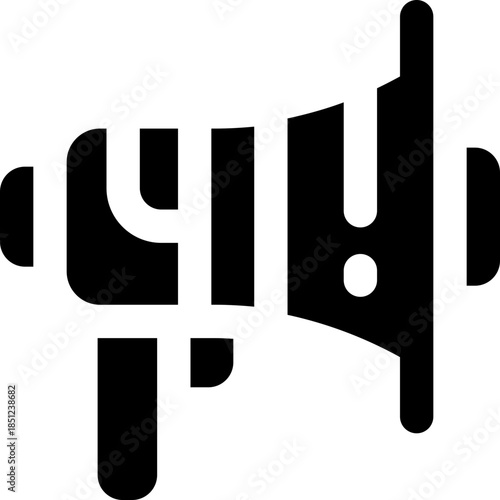 megaphone glyph icon. Strong and solid vector icon for websites, mobile interfaces, presentations, and visual branding. High quality and easy to edit.