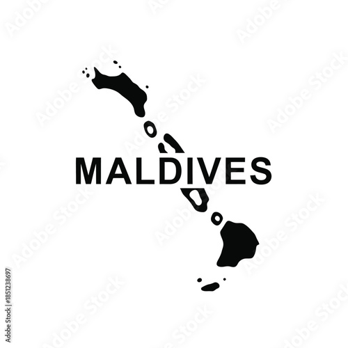 Map of maldives in black color with country name labeled