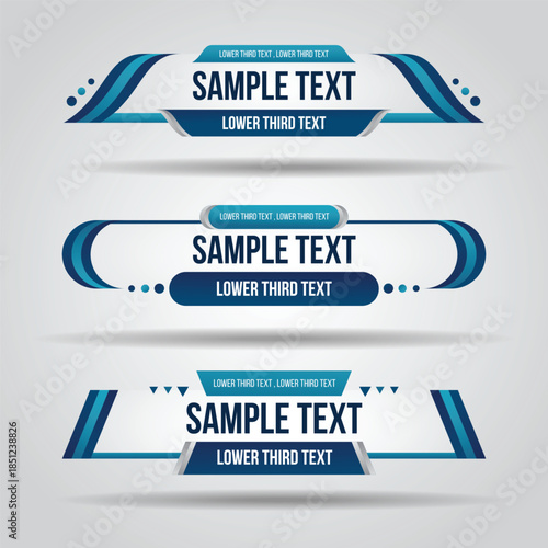 Sample text templates with blue banners and ribbons