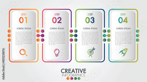 Infographic template with four sections and colorful design elements