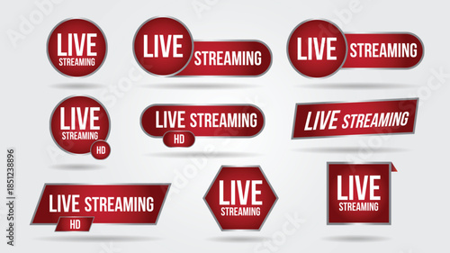 Blurry live streaming badges with various shapes and colors