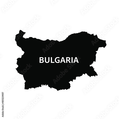 Map of bulgaria in black color with country name labeled