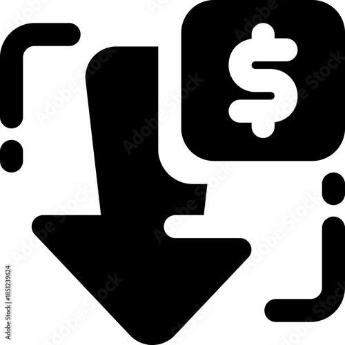 low price glyph icon. Strong and solid vector icon for websites, mobile interfaces, presentations, and visual branding. High quality and easy to edit.