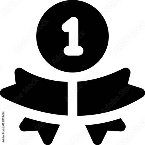 number one glyph icon. Strong and solid vector icon for websites, mobile interfaces, presentations, and visual branding. High quality and easy to edit.