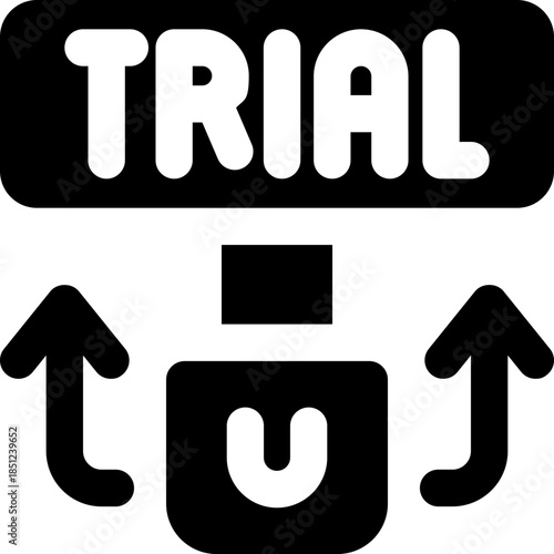 free trial glyph icon. Strong and solid vector icon for websites, mobile interfaces, presentations, and visual branding. High quality and easy to edit.