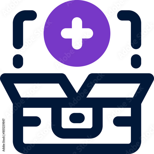 add product duotone icon. Sleek and modern vector icon for websites, mobile apps, marketing materials, and corporate design. Fully scalable and ready to use.