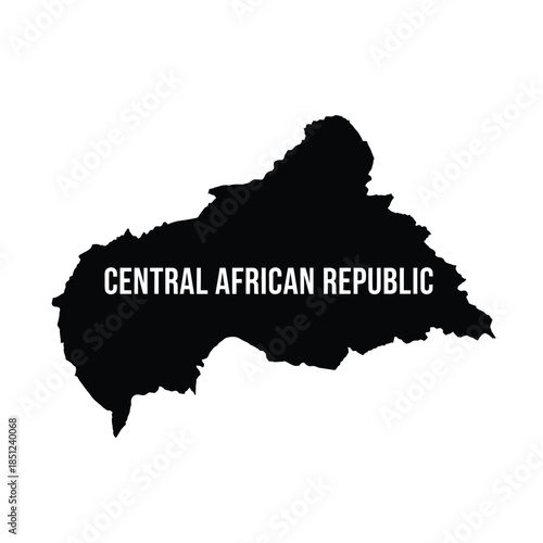 Central African Republic map black silhouette icon on checkered background