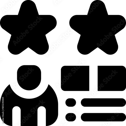 review product glyph icon. Strong and solid vector icon for websites, mobile interfaces, presentations, and visual branding. High quality and easy to edit.