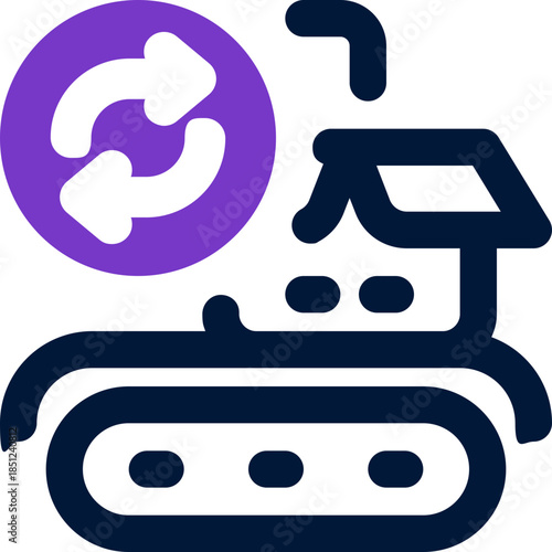 production automation duotone icon. Sleek and modern vector icon for websites, mobile apps, marketing materials, and corporate design. Fully scalable and ready to use.