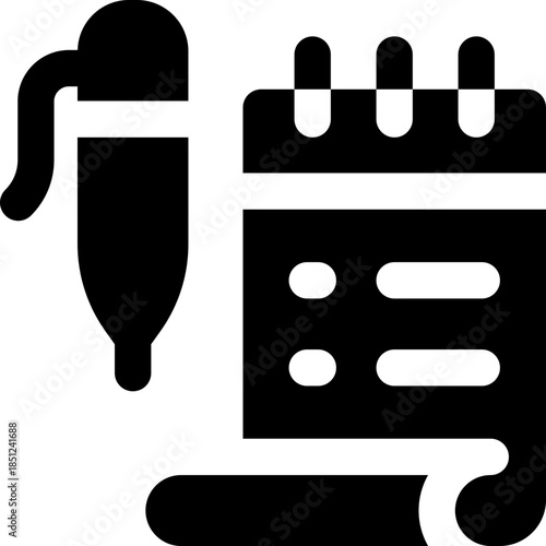 note glyph icon. Strong and solid vector icon for websites, mobile interfaces, presentations, and visual branding. High quality and easy to edit.