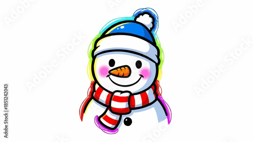 Cartoon Christmas Snowman – Friendly Vector Character
