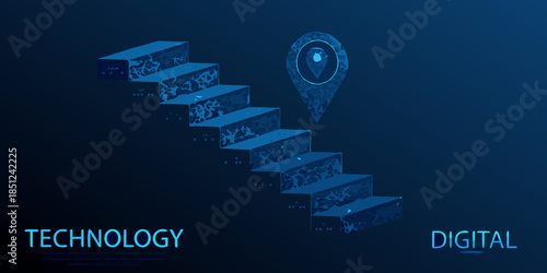 Digital transformation steps leading to a pinpoint location with technology