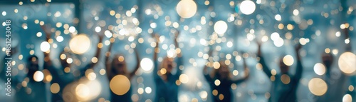 A celebratory scene featuring people holding sparklers, a magical atmosphere with glowing lights and joyful expressions, Year-End team appreciation with blank space for text